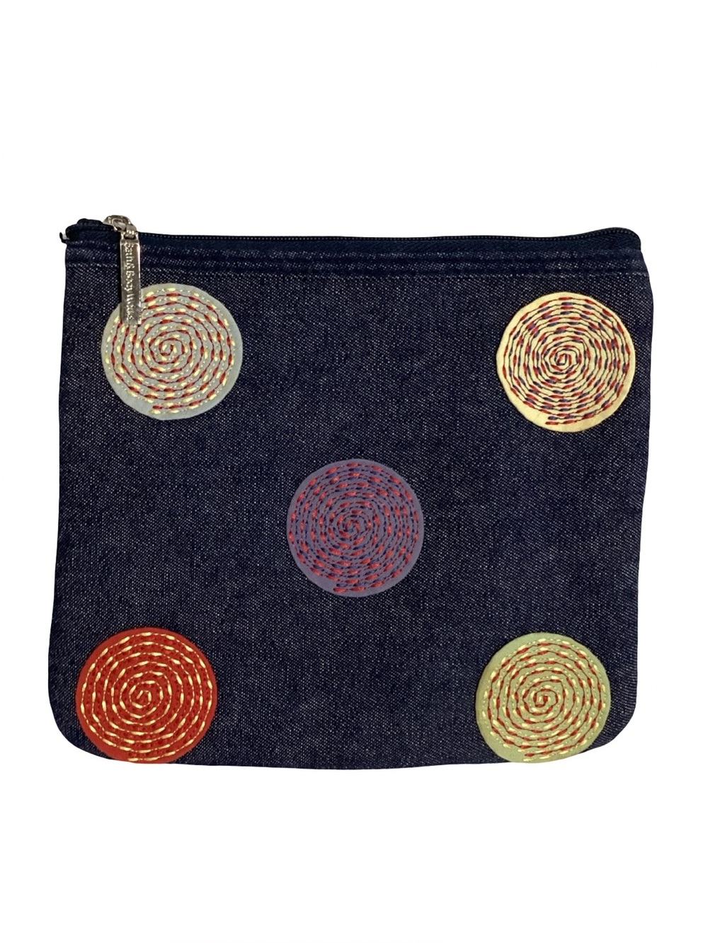 Bath & Body Works Blue Denim Cosmetic Bag with Spiral Stitching Designs
